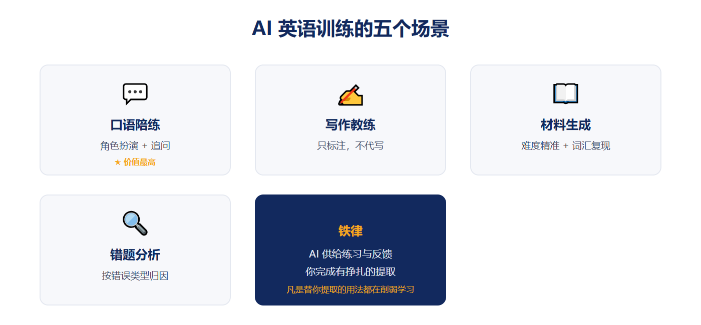 AI 英语训练的五个