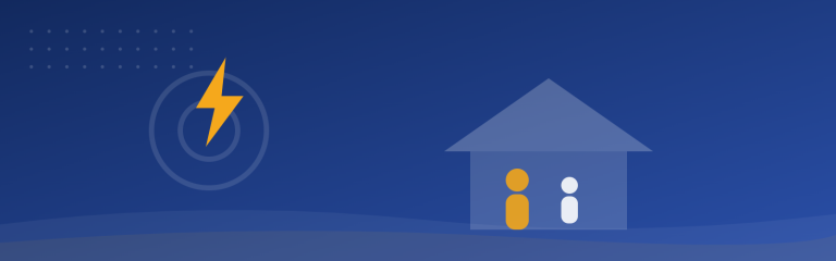 Family learning environment banner - parent and child under a roof