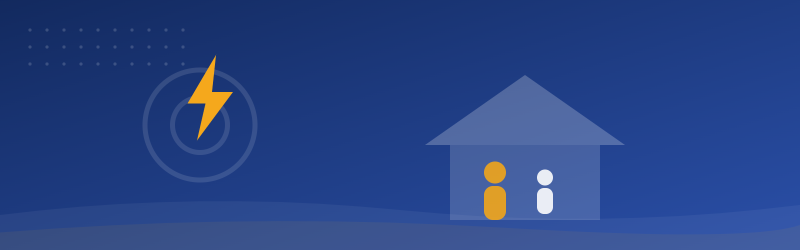 Family learning environment banner - parent and child under a roof