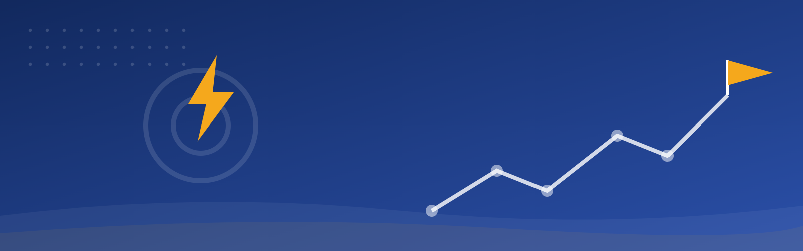 From goals to systems banner - rising line with flag