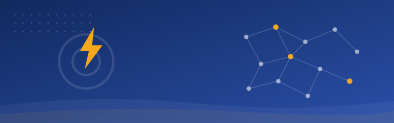 Impact AI brand banner - neural network and lightning