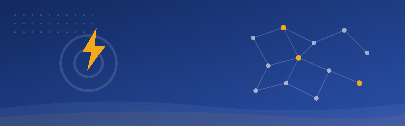 Impact AI brand banner - neural network and lightning